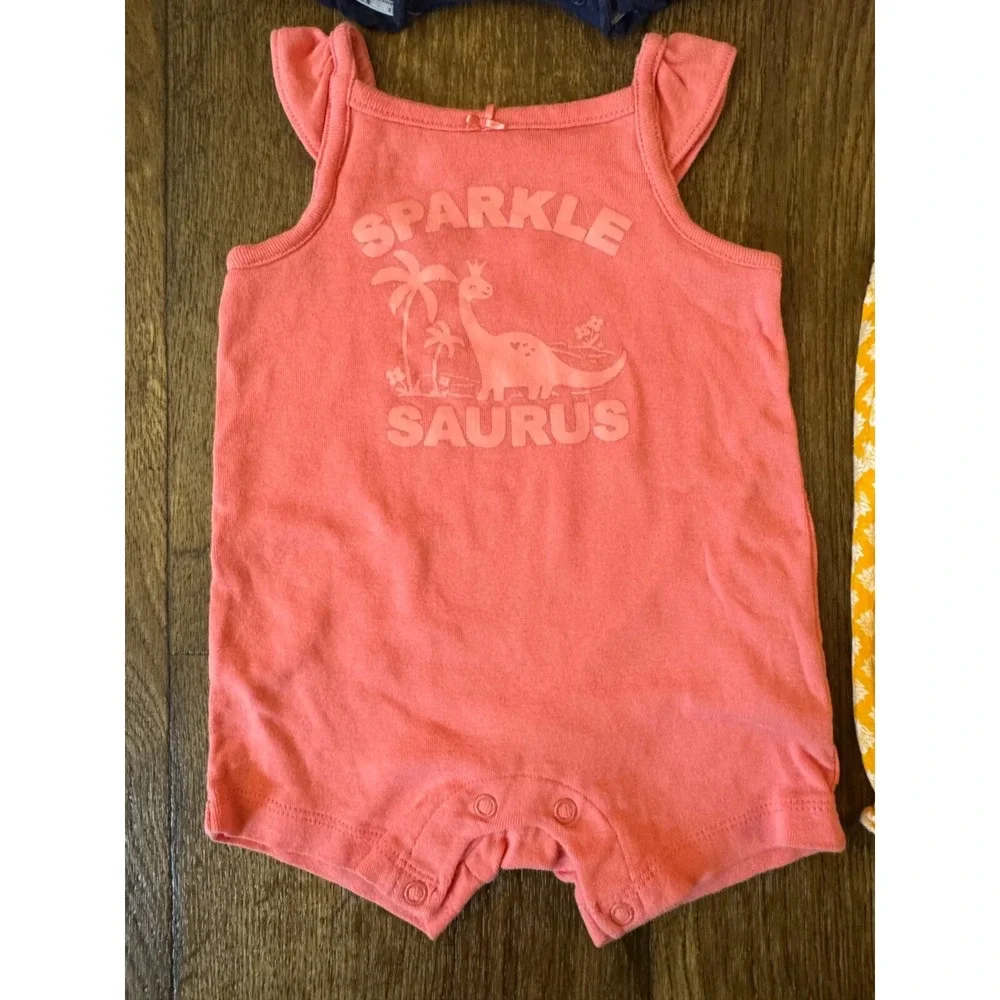 Carters Baby‎ Girl Clothes Lot 3 Months Rompers Outfits Summer Sparkle Dinosaur